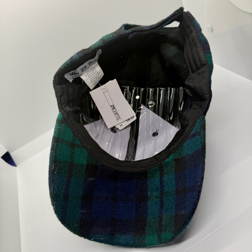 Plaid Green and Blue Women's Hat with Snowflake Design - Picture 3 of 11